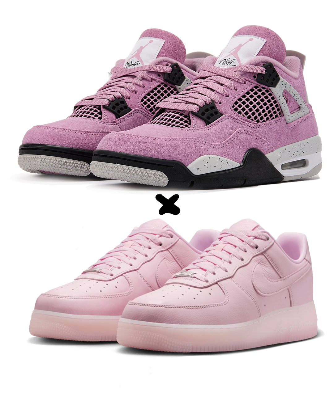  Nike Air Jordan 4 Retro "Orchid"  X.  Nike Air Force 1 Low "Pink Foam"